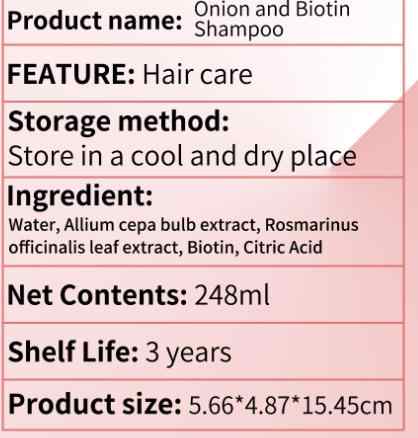 onion, biotin and rosemary shampoo