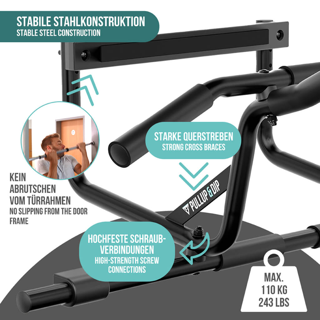 stable door pull-up bar for secure hanging